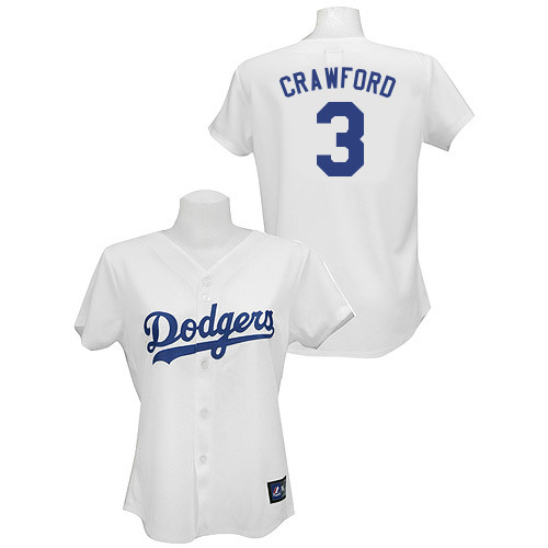 Carl Crawford #3 mlb Jersey-L A Dodgers Women's Authentic Home White Baseball Jersey